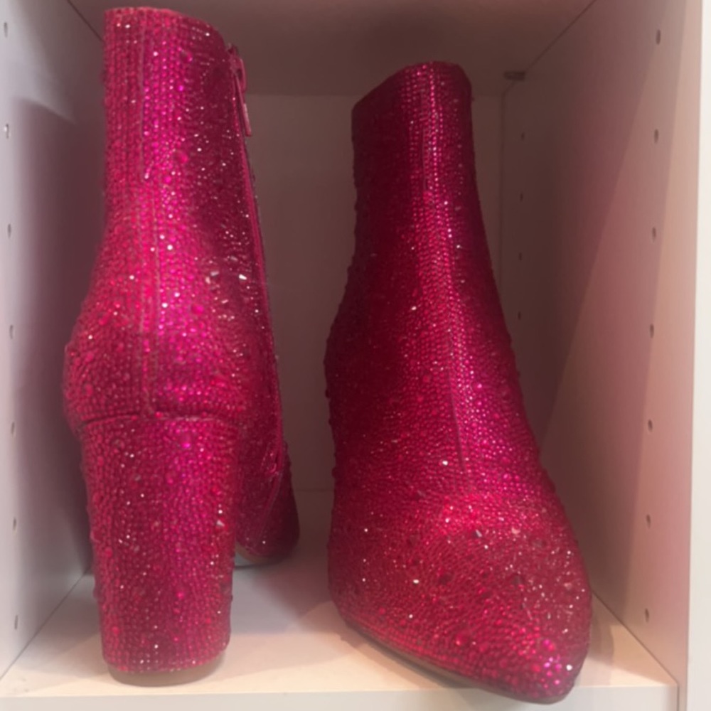 Betsy Johnson Hot Pink Glitter Booties